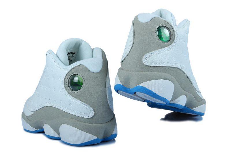 Air Jordan 13 Mens Shoes White/Gray/Blue Online
